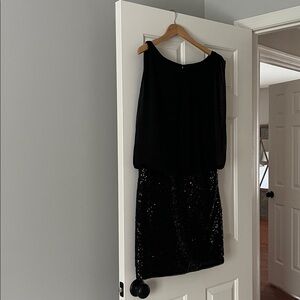 Black Sleeveless Dress with Sequin Skirt